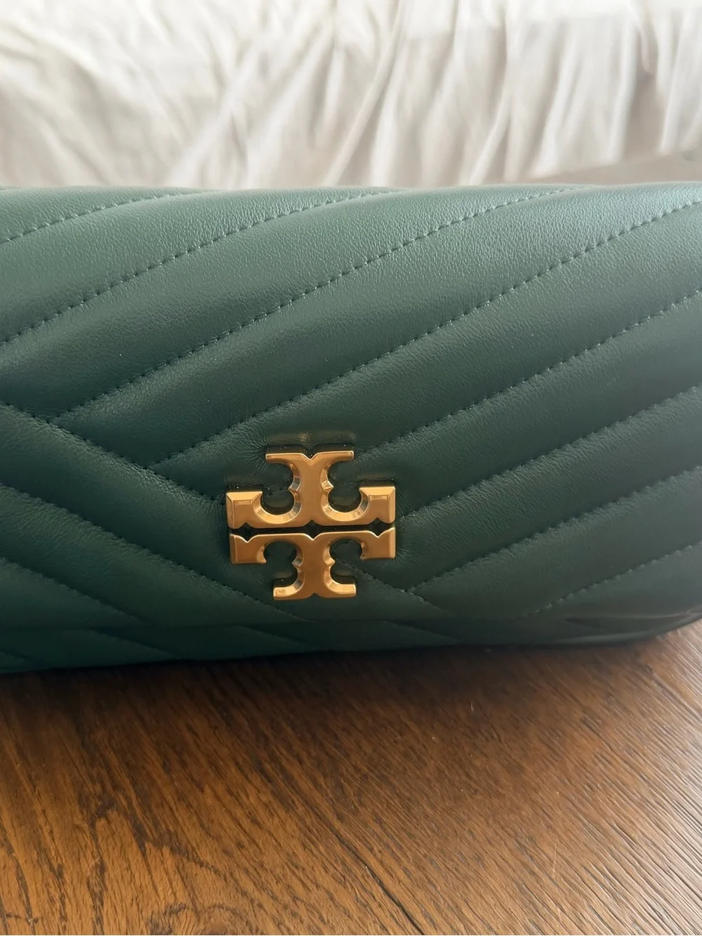 Tory Burch Forest Green Kira Chevron Flap Shoulder Bag NWT